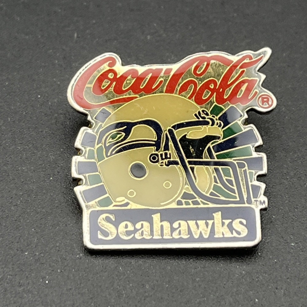 Vintage Coca-Cola Coke Seattle Seahawks Helmet NFL Football Lapel Hat Pin